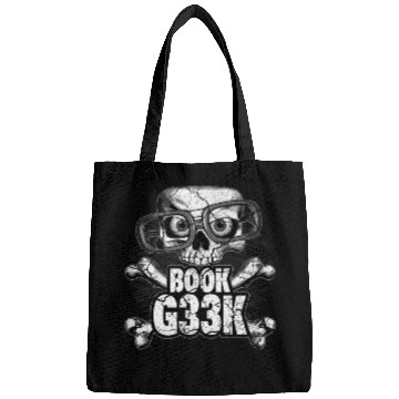 Discover Book Fun Geek Cool Skull With Reading Glasses and Crossbones Bags