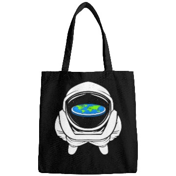 Discover Astronaut Job funny flat earth text design joke astronaut Bags