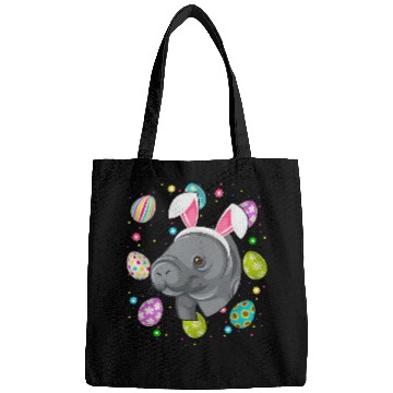 Discover Manatee Pet Funny Easter Egg Lover Bunny Ear Manatee Face Easter Sunday Bags