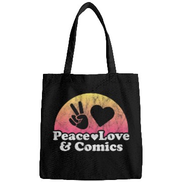 Discover Book Fun Peace Love and Comics Comic Bags