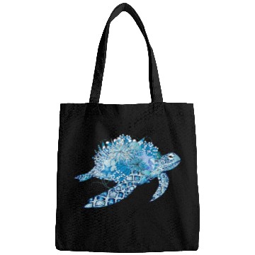 Discover Turtle Pet Imaginative blue turtle with coral Bags