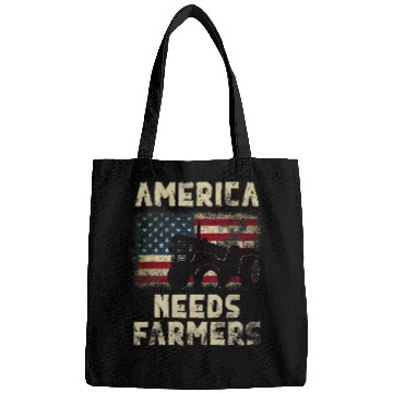 Discover Tractor Fun driving America Needs Farmers Tractor American Flag Bags