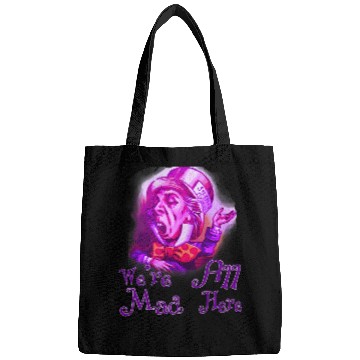 Discover Book Fun Funny Nerdy Were All Mad Here Cheshire Alice Book Nerd Bags