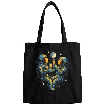 Discover Astronauts Drinking Beer in Space Funny Space Man Outerspace Bags