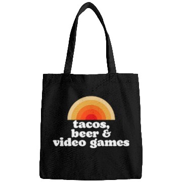 Discover Beer Fun Tacos Beer Video Game Funny Retro Gamer vintages Gaming Bags