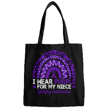 Discover I Wear Purple For My Niece Epilepsy Awareness Boho Rainbow Bags