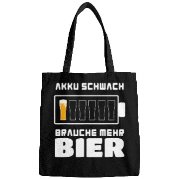 Discover Beer Fun Battery weak need more beer drinking liquor alcohol Bags