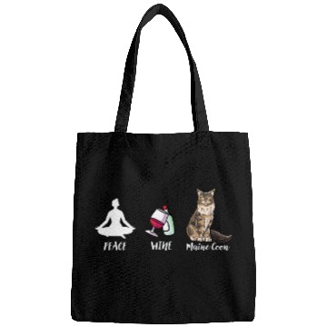 Discover Wines Fun Cute Main Coon Cat Design Peace Wines Maine Coon Bags