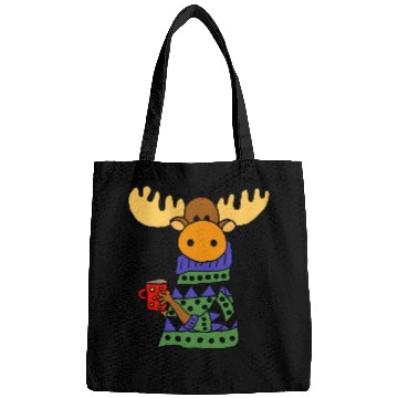 Discover Coffee Fun Smileteesanima Funny Moose Drinking Coffee in Sweater Bags