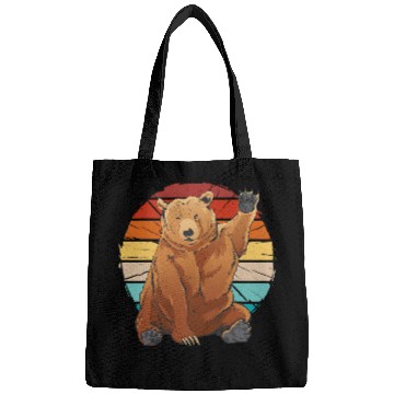 Discover Bear Pet friendly grizzly bear waving its hand bear greeting Bags