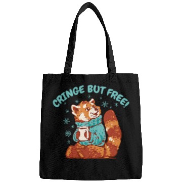 Discover Coffee Fun I AM CRINGE BUT I M frees Funny Red Panda Coffee Meme Bags