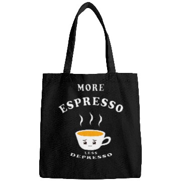 Discover Coffee Fun More Espresso Less Depresso Coffee caffeines Cartoon Cute Bags