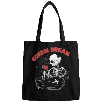 Discover Coffee Fun Halloween Coffin Break Funny Skeletons Drinking Coffee601 Bags
