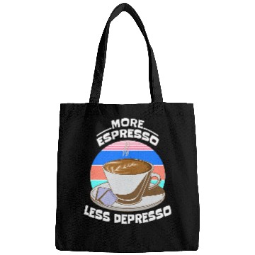 Discover Coffee Fun More Espresso Less Depresso Funny Pun Bags