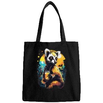 Discover Beer Fun Lemur Drinking Beer Funny Beer Drinker Drunk Monkey Primate 1 Bags