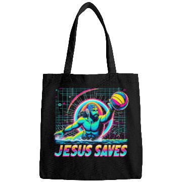 Discover 80s Vaporwave Jesus Saves Water Polo Bags