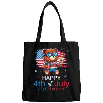Discover Bear Pet Bear Red White and Blue Happy 4th Of July Day Celebration Bags