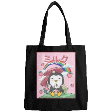 Discover Penguin Pet Cottagecore Aesthetic Kawaii Penguin Strawberry Milk Bags