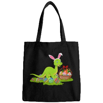 Discover Funny Easter Egg Hunting Bunny Brontosaurus Dinosaur Easter Bags
