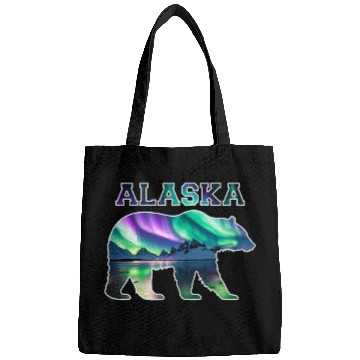 Discover Alaskan Bear Northern Lights Aurora Borealis Nature Sky Bags