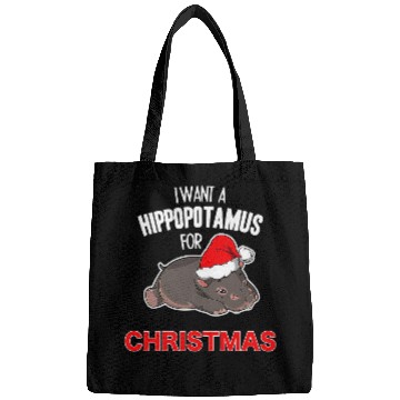 Discover Hippo Pet I Want A Plaid Hippopotamus for Christmas Funny Hippo Casual Bags