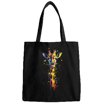 Discover Giraffe Pet Made Watercolor Splashes Giraffe art Bags