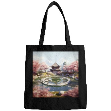 Discover Circular Oasis Korean Serenity Amid Reflective Waters Bags