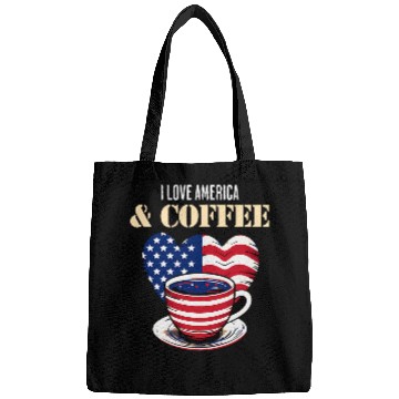 Discover Coffee Fun American Flag I Love America and Coffee Cup Bags