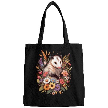 Discover Cottagecore Opossum In Wild Flower Field Bags