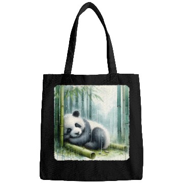 Discover Panda Pet Sleeping Under Bamboo While Gentle Rain Sleep Serene Bags