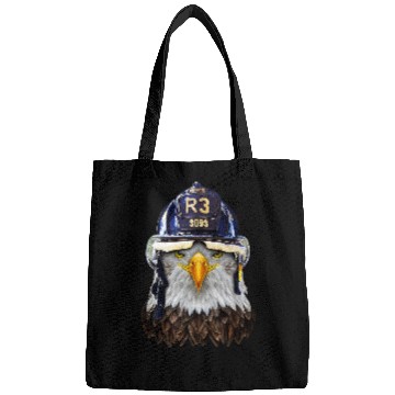 Discover Firefighter Job Bald Eagle in Firefighter Helmet Bags