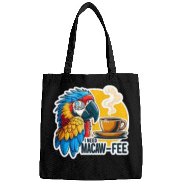Discover Coffee Fun Blue Gold Macaw MacawFee Coffee Lover Bags
