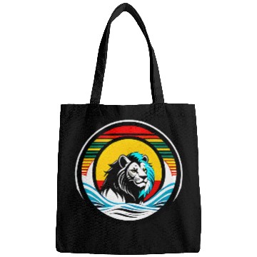 Discover Lion Pet Majestic Big Cat Line Art Afrocentric Lion Illustration Bags