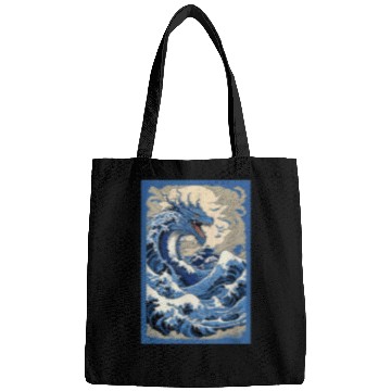 Discover Dragon Pet Chinese Dragon Hokusai Great Wave Off Kanagawa Japanese Art Bags