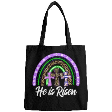 Discover He Is Risen Leopard Rainbow Christian Jesus Happy Easter Day Bags