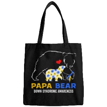 Discover Bear Pet Papa Bear Down Syndromes Awareness Blue Yellow Ribbon Bags