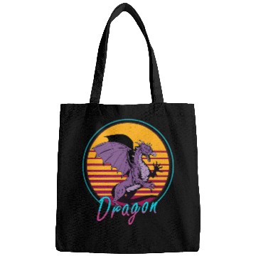 Discover Dragon Pet Retrowave 80s Dragon Rad Throwback 1980s Nostalgia Bags