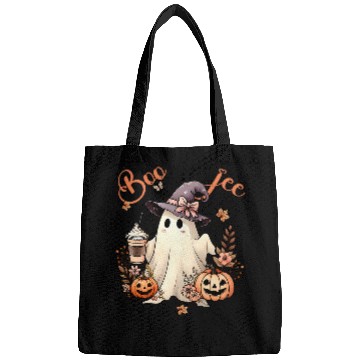 Discover Coffee Fun Boo Jee ghosts Drinking Coffee Coquette Bow Halloween Women Bags