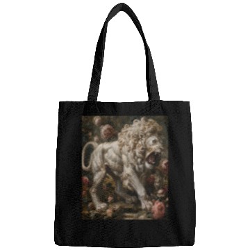 Discover Lion Pet Powerful Strong Victorian Angry Ivory Lion Fantasy Art Bags