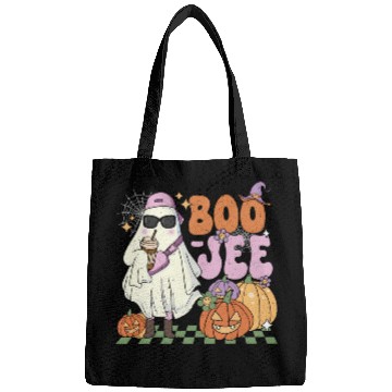 Discover Coffee Fun Boojee ghosts Drinking Coffee Spooky Halloween Pumpkin Bags