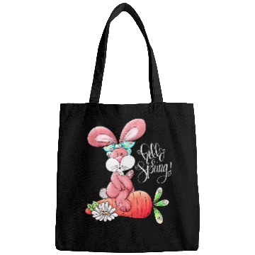 Discover Hello Spring Easter Bunny Rabbit Messy Bun Carrot Easter Day Bags
