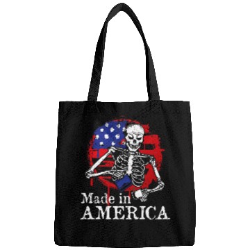 Discover Coffee Fun Made in America Skeletons Drinking Coffee American Flag Bags