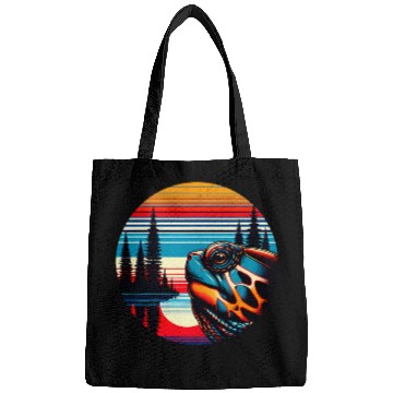 Discover Turtle Pet Box Turtle Sunset Retro Style 80s 70s Bags