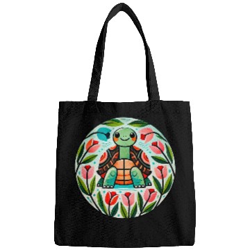 Discover Turtle Pet Box Turtle Buttercup Flowers Illustration Bags