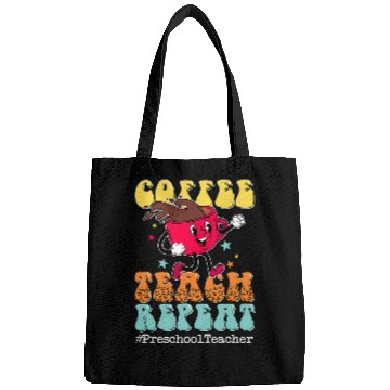 Discover Coffee Fun Teach Repeat Preschool Teacher Leopard Back To School Bags