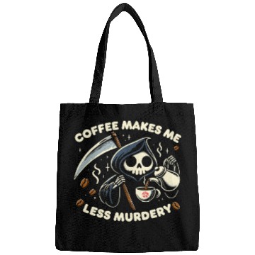 Discover Coffee Fun Grim Reaper Coffee Lover Dark Humor Caffeine Bags