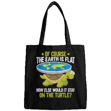 Discover Turtle Pet Funny Flat Earth Society Turtle Humor Bags