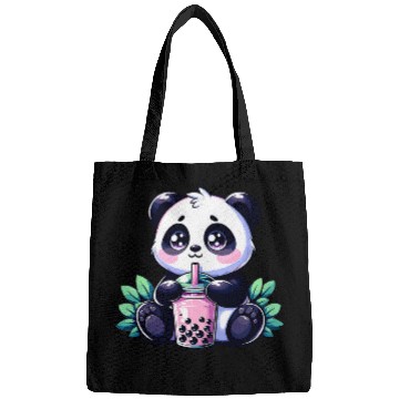 Discover Panda Pet Kawaii Cute Anime Panda Drinking Bubble Boba Tea Panda Bags