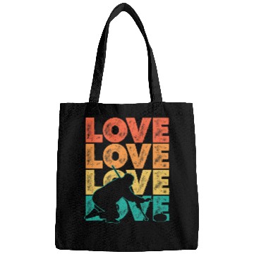 Discover Retro Curling Stone Love Word Theme Graphic Design Bags