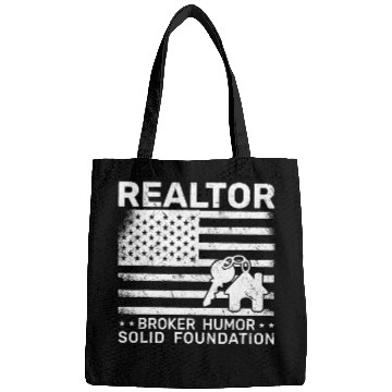 Discover Realtor Broker Humor Solid Foundation US Flag Real Estate Bags